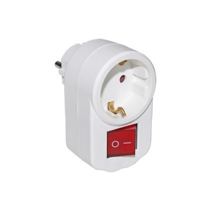 AD Adaptor with Single Schuko White with Switch Plugs Onetrade