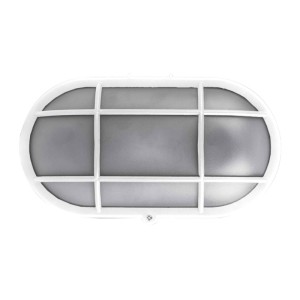 AD Bulkhead PC Oval with grid 1 - E27/IP44 WHITE Outdoor Luminaires 