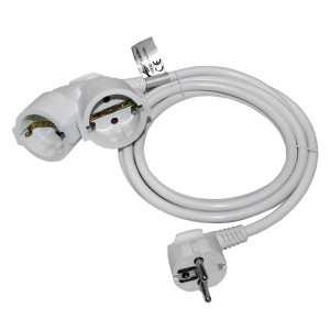 AD Extension with 2 schuko sockets with cable 3x1.5mm² 3m white CABLE REELS & EXTENSIONS Onetrade