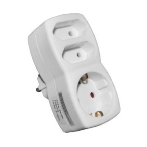 AD Plug Socket in 2 Bipolar and one Socket Female White Plugs Onetrade