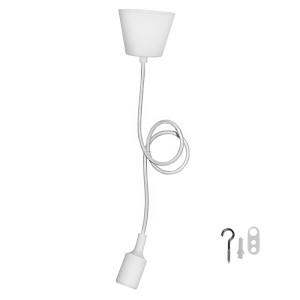 Ανάρτηση Κορδόνι 1m με Ντουί E27 Σιλικόνης Λευκό Εξαρτήματα Λαμπτήρων Onetrade