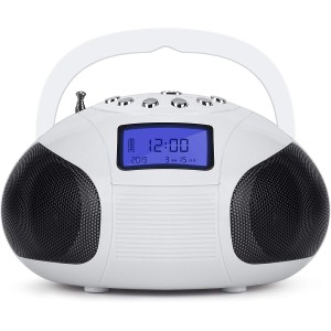 August SE20W - Portable Radio with Bluetooth Speaker White Wireless Speakers Onetrade