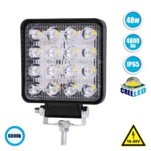 Προβολέας Εργασίας 48W/4800lm/Αδιάβροχο/IP65/45°/6000K/Ψυχρό Λευκό Φακοί 