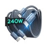 Lisen 2E334-2Μ+2Μ - Σετ 2 Καλωδίων γρήγορης φόρτισης USB-C σε USB-C, 240W 2*2m Καλώδια Onetrade