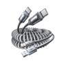 Lisen 2Ε361 - Σετ 2 Καλωδίων Σπιράλ USB-C σε USB-A με Ελατήριο 0.7-1.5μ. Γκρι Καλώδια Onetrade