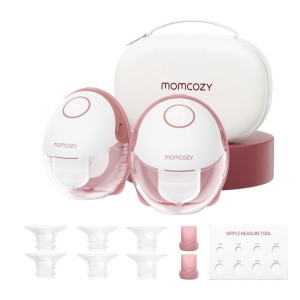 Momcozy BP354-NR71BA-B - M6 Breast Pump Hands Free, Ηλεκτρικό Διπλό Θήλαστρο με 3 Λειτουργίες, Χρονοδιακόπτη & 9 Επίπεδα Έντασης, Cozy Red Baby & Care