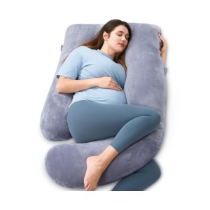 Momcozy PP101-GR00NB-D - Pregnancy Pillow for Sleeping, Μαξιλάρι Εγκυμοσύνης 145cm σε Σχήμα U, με Αφαιρούμενο Κάλυμμα, Γκρι Baby & Care