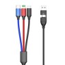RP-USB Cable 6 in 1 (A&C to Micro, C, Lightning) 1.5m Black-Red-Blue Smartphone accessoires Onetrade