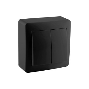 Stinel-Karin Διακόπτης διπλός Εξωτερικός-Επίτοιχος IP20 K/R-A/R-Μαύρο Διακόπτες Καλωδίων Onetrade