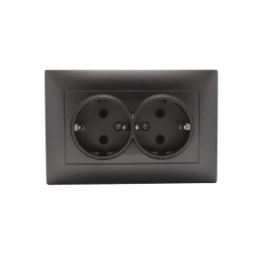 Πρίζα Σούκο Ασφαλείας Διπλή Stinel Ανθρακί Διακόπτες Καλωδίων Onetrade