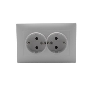 Πρίζα Σούκο Ασφαλείας Διπλή Stinel Λευκή Διακόπτες Καλωδίων Onetrade