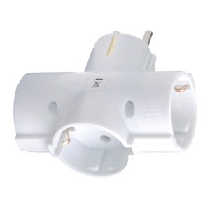 RP Adaptor Schuko male to three Schuko female - Horizontal ( Cross ) Power strips without cable Onetrade