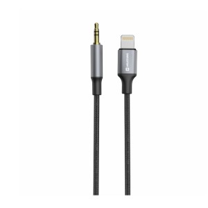 Swissten 73502307 - 3.5mm AUX Male Audio Αντάπτορας σε Lightning για Apple iPhone/iPad/iPod MFi, με Νάυλον Ύφανση, Black Καλώδια Onetrade