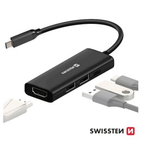 Swissten 44040201 - 4-in-1 USB C Data Hub - HDMI/4K*1 + USB3.0 + USB2.0 + USB-C 100W PD Charging Computer accessories Onetrade