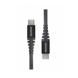 Swissten 71542010 - Καλώδιο USB-C σε USB-C 1.5μ. με Ύφανση από Kevlar, Black Καλώδια Onetrade