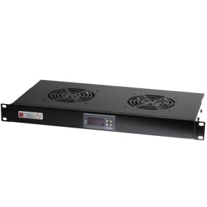 Techly I-CASE FAN-TC2B - 1U 19" Rack 2-Fan Set with LED Thermostat Cabinets and accessories Onetrade