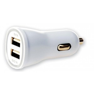 Techly IUSB2-CAR2-2A2P - USB Car Charger 5V 2p 2.1 & 1A White Power Supplies Onetrade